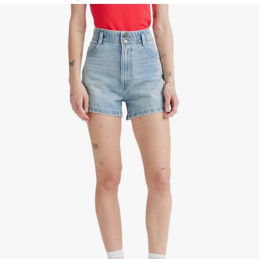Levi's Women's High Waist Contrast Stitch Mom Shorts